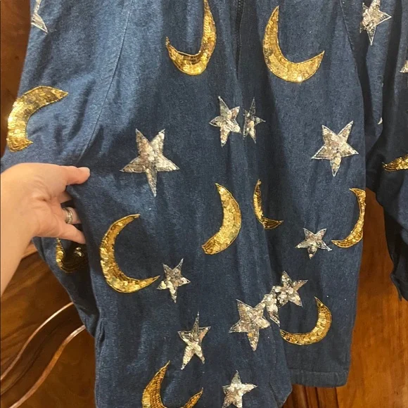 Vintage 1980’s Modi Denim Jacket with Gold Moons and Silver Stars - Picture 5 of 12